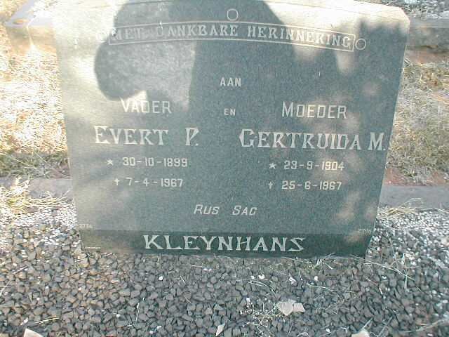 KLEYNHANS Evert P. 1899-1967 &amp; Gertruida M. 1904-1967