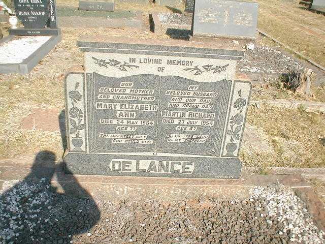 LANGE Martin Richard, de 1887-1954 &amp; Mary Elizabeth Ann 1887-1964