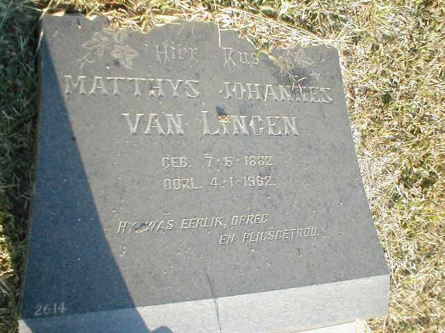 LINGEN Matthys Johannes, van 1882-1962