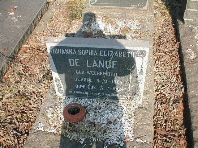LANGE Johanna Sophia Elizabeth, de nee WELGEMOED 1907-198?