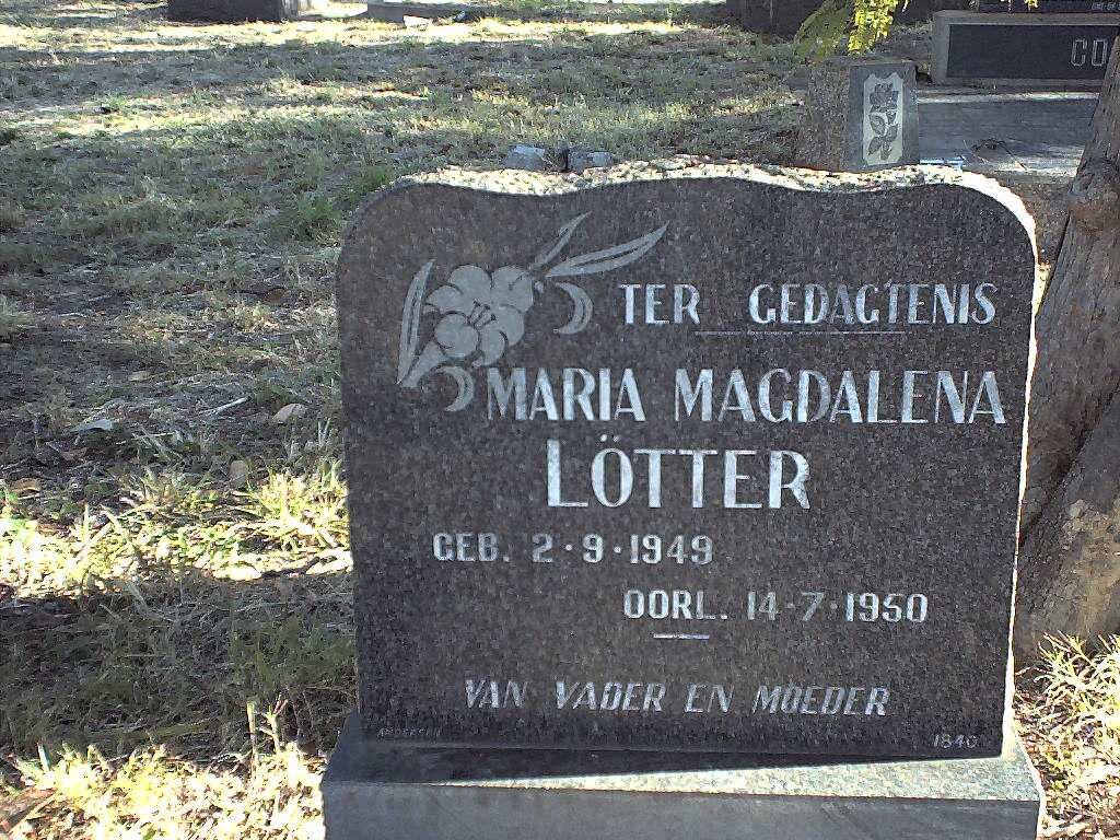 LÖTTER Maria Magdalena 1949-1950