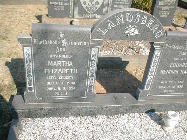 LANDSBERG Martha Elizabeth nee KRUGER 1904-1994