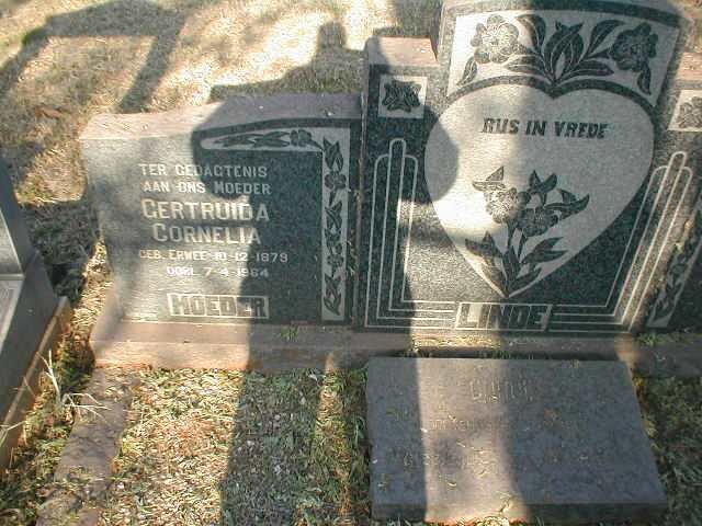 LINDE Gertruida Cornelia nee ERWEE 1879-1964