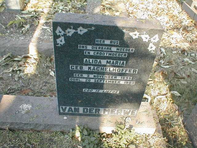 MERWE Alida Maria, van der nee KACHELHOFFER 1895-1980