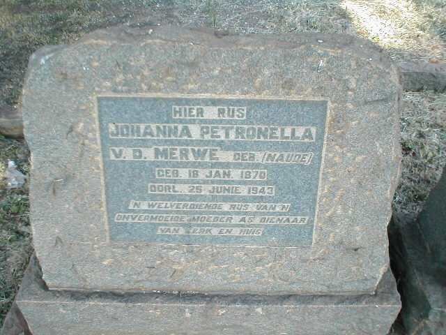MERWE Johanna Petronella, van der nee NAUDE 1870-1943
