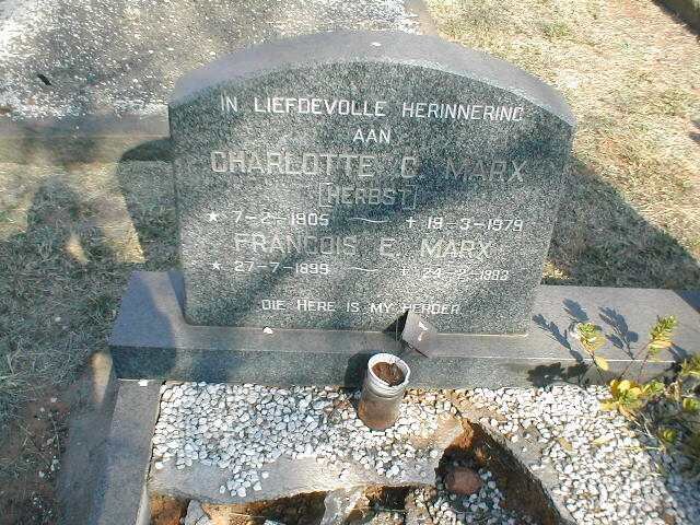 MARX Francois E. 1899-1905 &amp; Charlotte C. HERBST 1905-1979
