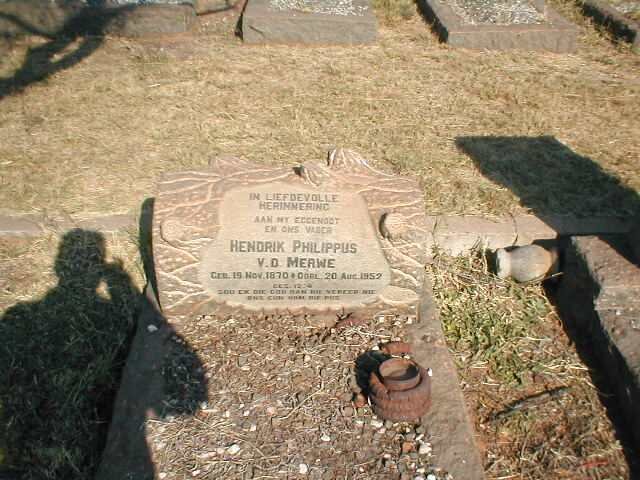 MERWE Hendrik Philippus, van der 1870-1952