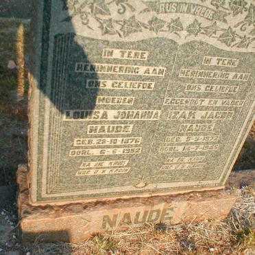 NAUDE Izak Jacob 1872-1945 &amp; Louisa Johanna 1876-1952