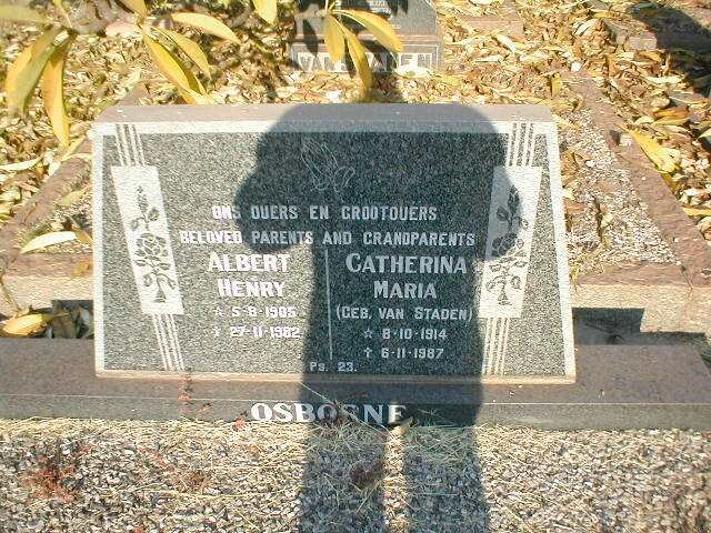 OSBORNE Albert Henry 1905-1982 &amp; Catherina Maria VAN STADEN 1914-1987