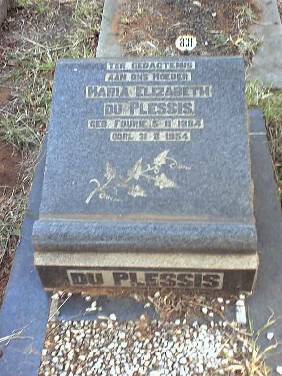 PLESSIS Maria Elizabeth, du nee FOURIE 1884-1954