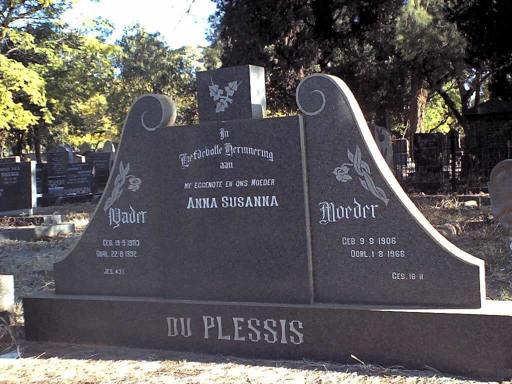 PLESSIS Vader, du 1903-1992 &amp; Anna Susanna 1906-1966