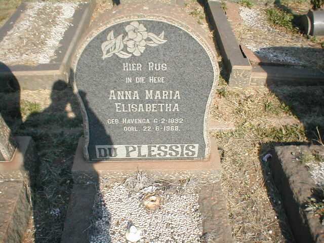 PLESSIS Anna Maria Elizabetha, du nee HAVENGA 1892-1968