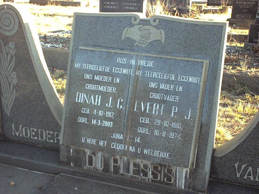 PLESSIS Evert P.L., du 1910-1974 &amp; Dinah J.C. 1917-2003