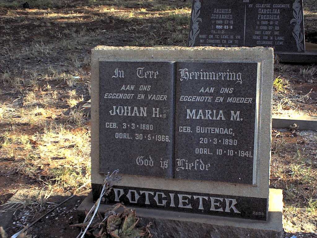 POTGIETER Johan H. 1880-1966 &amp; Maria M. BUITENDAG 1890-1941