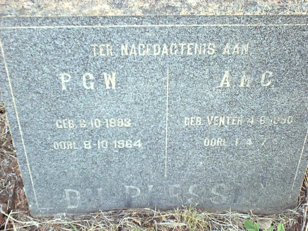 PLESSIS P.G.W., du 1893-1964 &amp; A.M.C. VENTER 1890-????