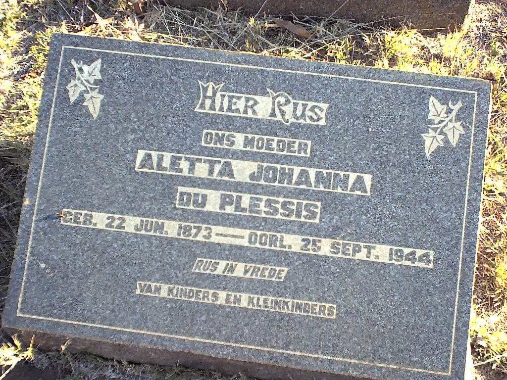 PLESSIS Aletta Johanna, du 1873-1944