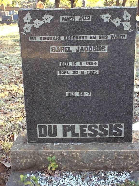 PLESSIS Sarel Jacobus, du 1884-1965