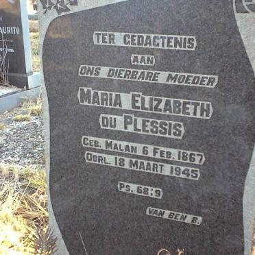 PLESSIS Maria Elizabeth, du nee MALAN 1867-1945