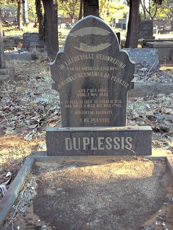 PLESSIS Johannes Hermanus, du 1900-1940