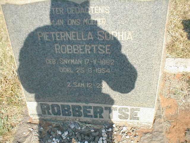 ROBBERTSE Pieternella Sophia nee SNYMAN 1882-1954