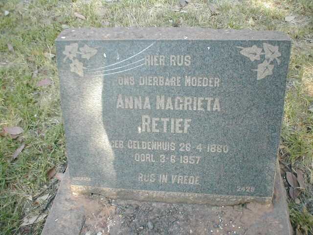 RETIEF Anna Magrieta nee GELDENHUIS 1860-1957