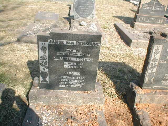 RENSBURG Johannes Lodewyk, Janse van 1886-1972