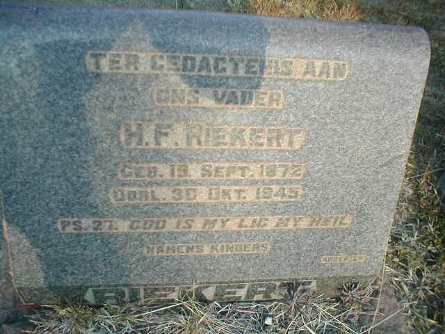 RIEKERT H.F. 1872-1945