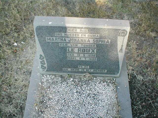 ROUX Martha Johanna Sophia, le nee VAN TONDER 1890-1988