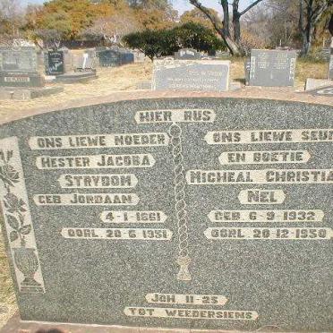STRYDOM Hester Jacoba nee JORDAAN 1861-1951 :: NEL Michael Christian 1932-1950