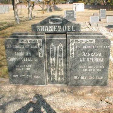 SWANEPOEL Abraham Christoffel J. 1898-1967 &amp; Barbara Wilhelmina DE BEER 1904-1988