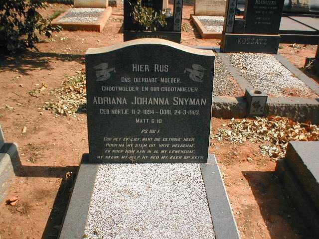 SNYMAN Adriana Johanna nee NORTJE 1894-1983