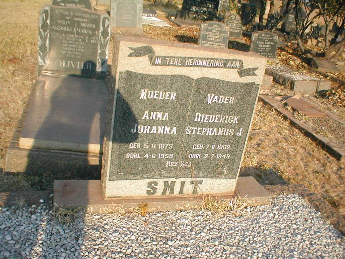 SMIT Diederick Stephanus J. 1882-1949 &amp; Anna Johanna 1875-1959