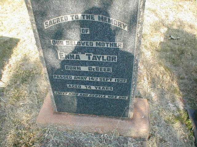 TAYLOR Enna nee DE BEER 1858-1932
