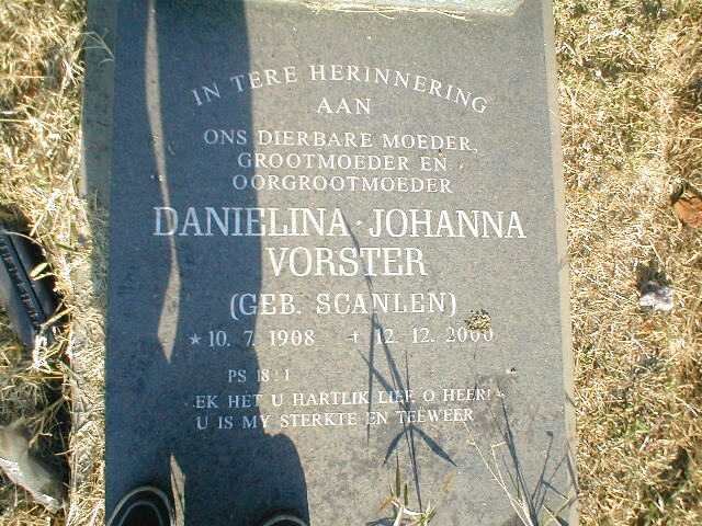 VORSTER Danielina Johanna nee SCANLEN 1908-2000