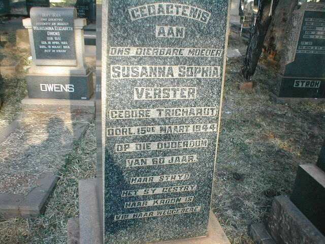 VERSTER Susanna Sophia nee TRICHARDT 1884-1944