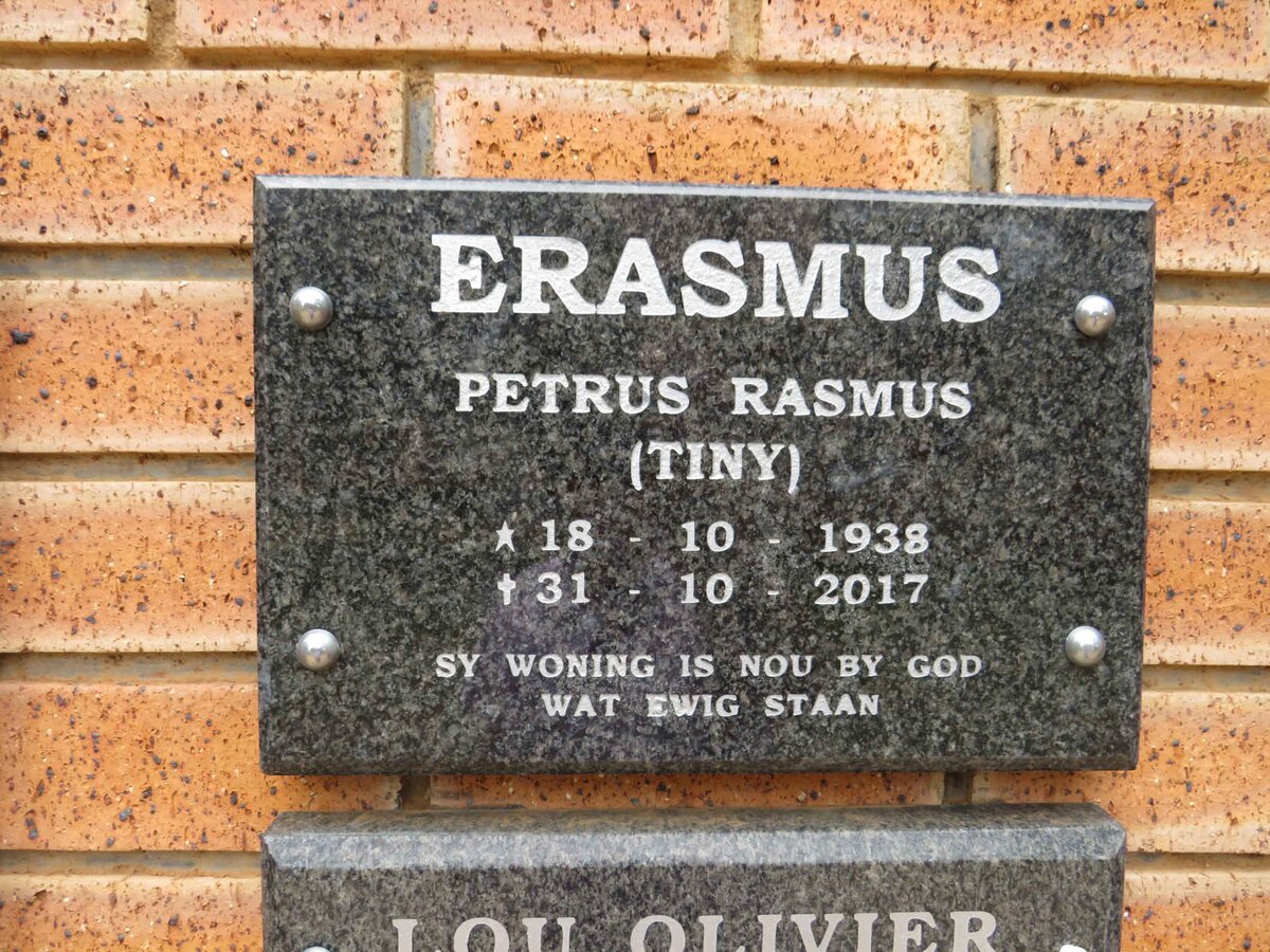 ERASMUS Petrus Rasmus 1938-2017