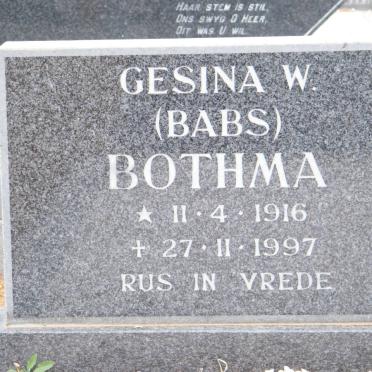 BOTHMA Gesina W. 1916-1997