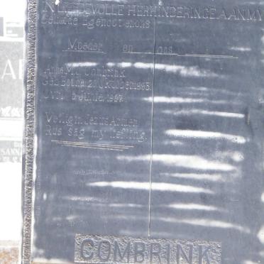 COMBRINK Anna M.J. nee BOTHA 1893-1957