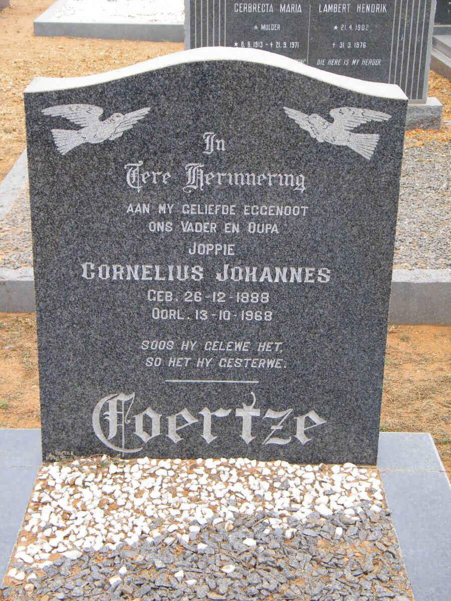 COERTZE Cornelius Johannes 1888-1968