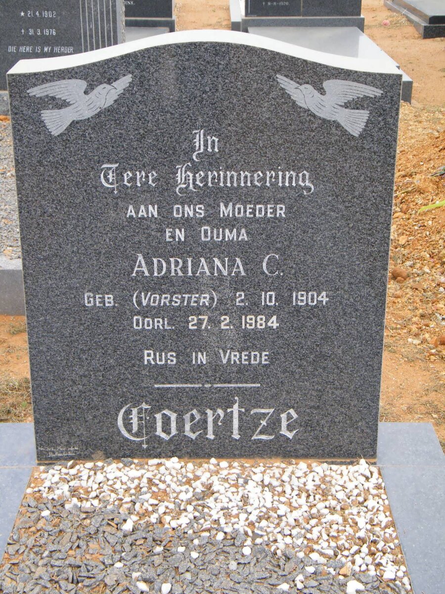 COERTZE Adriana C. nee VORSTER 1904-1984