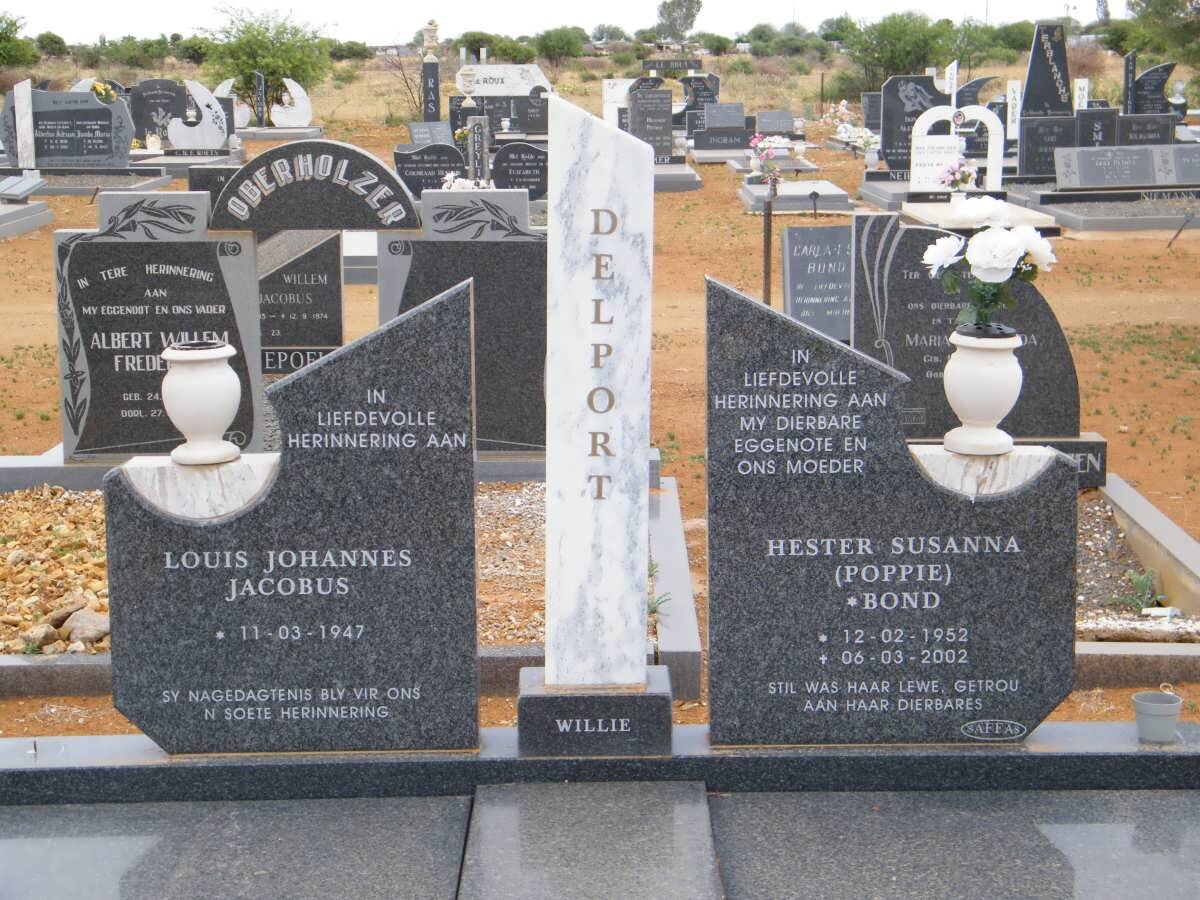 DELPORT Louis Johannes Jacobus 1947- &amp; Hester Susanna BOND 1952-2002