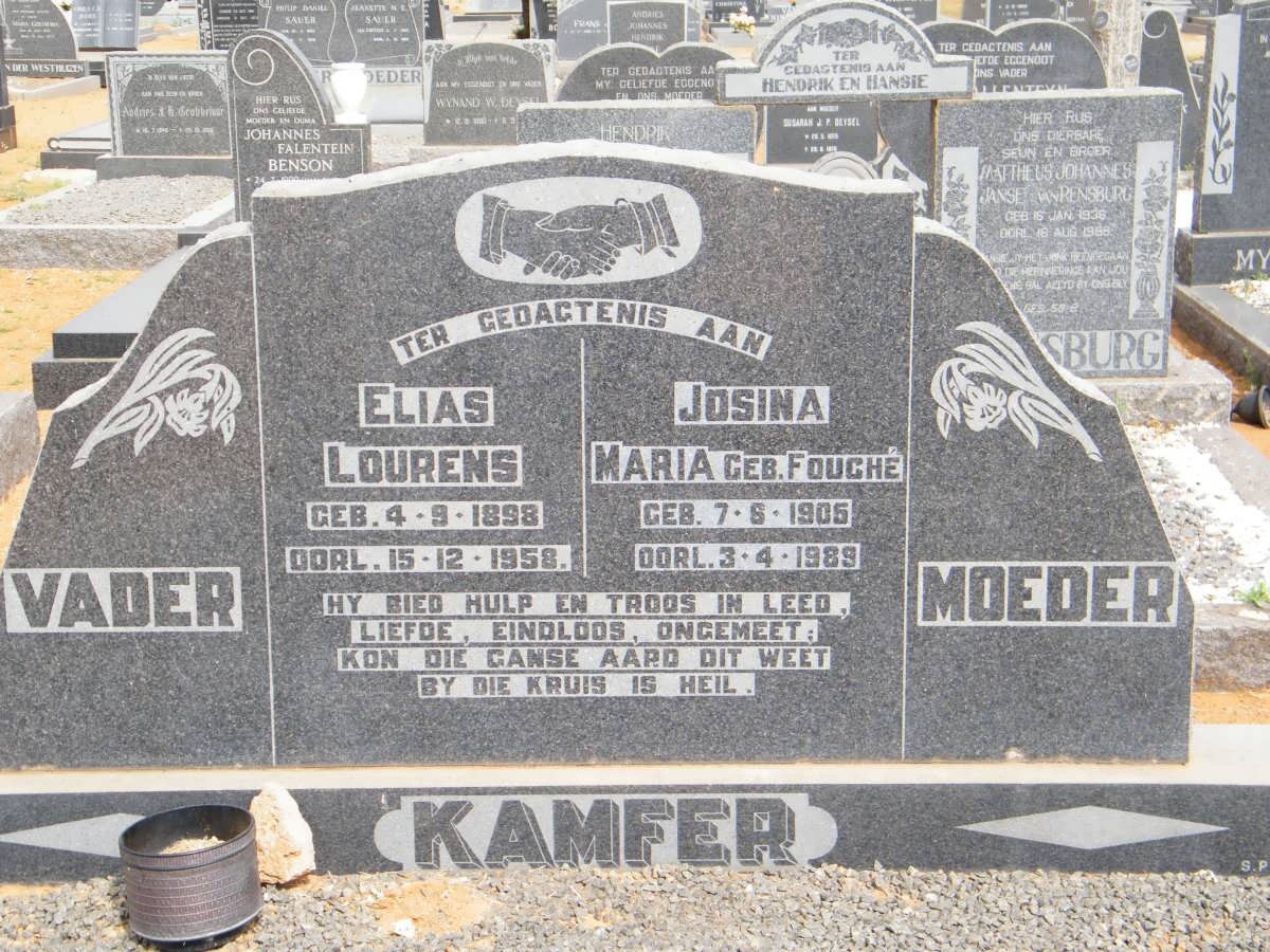 KAMFER Elias Lourens 1898-1958 &amp; Josina Maria FOUCHE 1905-1989