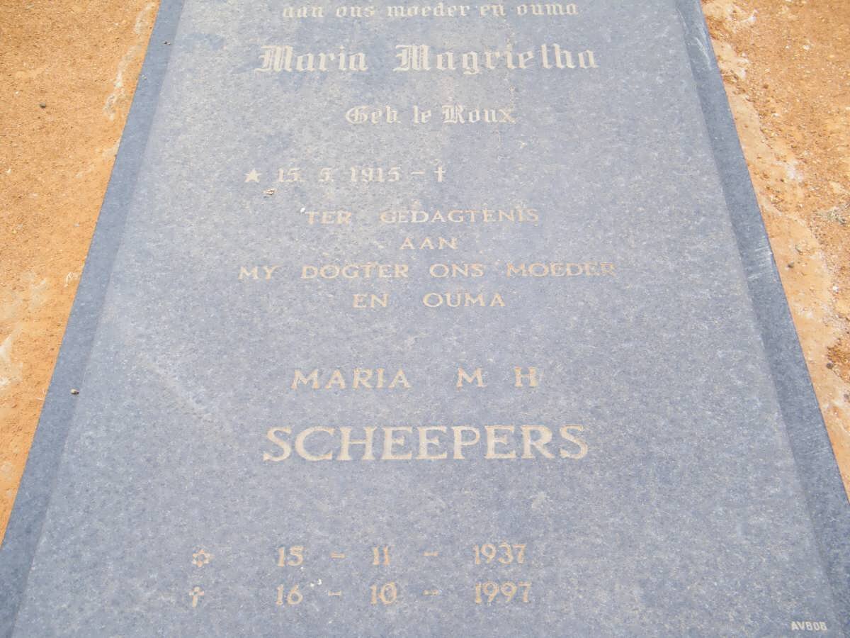 KRIEL Maria Magrietha nee LE ROUX 1915- :: SCHEEPERS Maria M.H. 1937-1997