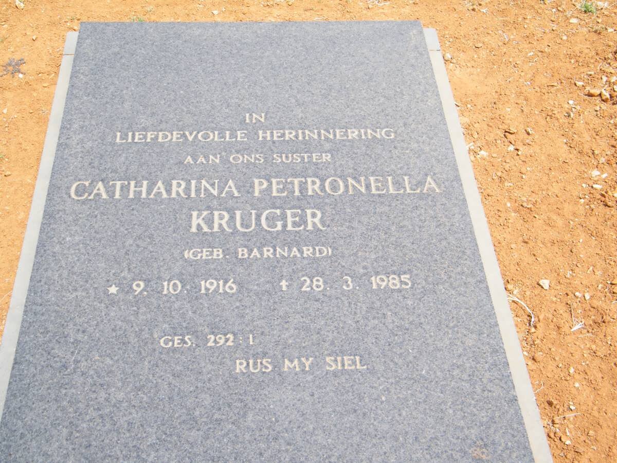 KRUGER Catharina Petronella nee BARNARD 1916-1985
