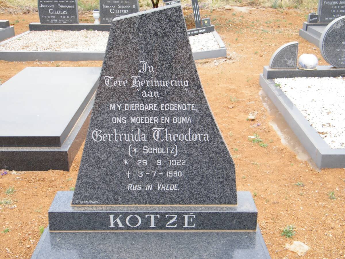 KOTZÉ Gertruida Theodora nee SCHOLTZ 1922-1990
