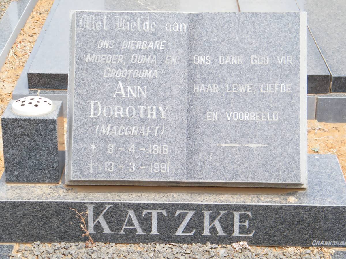 KATZKE Ann Dorothy nee MAGGRAFT 1918-1991