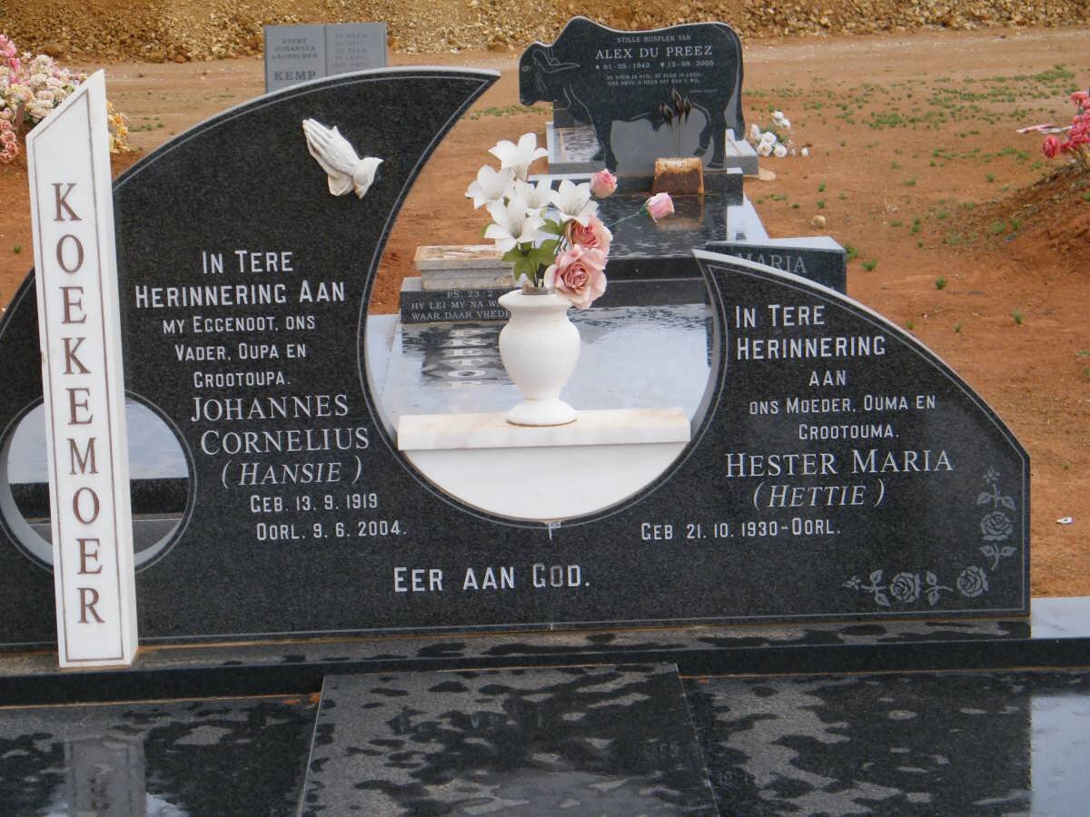 KOEKEMOER Johannes Cornelius 1919-2004 &amp; Hester Maria 1930-