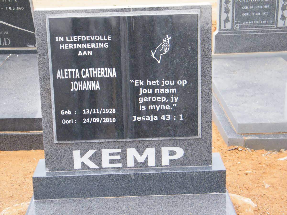 KEMP Aletta Catherina Johanna 1928-2010