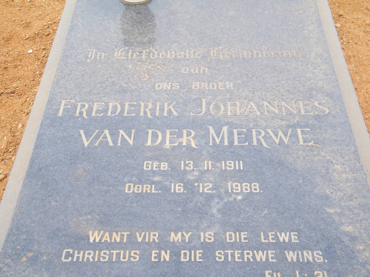 MERWE Frederik Johannes, van der 1911-1988