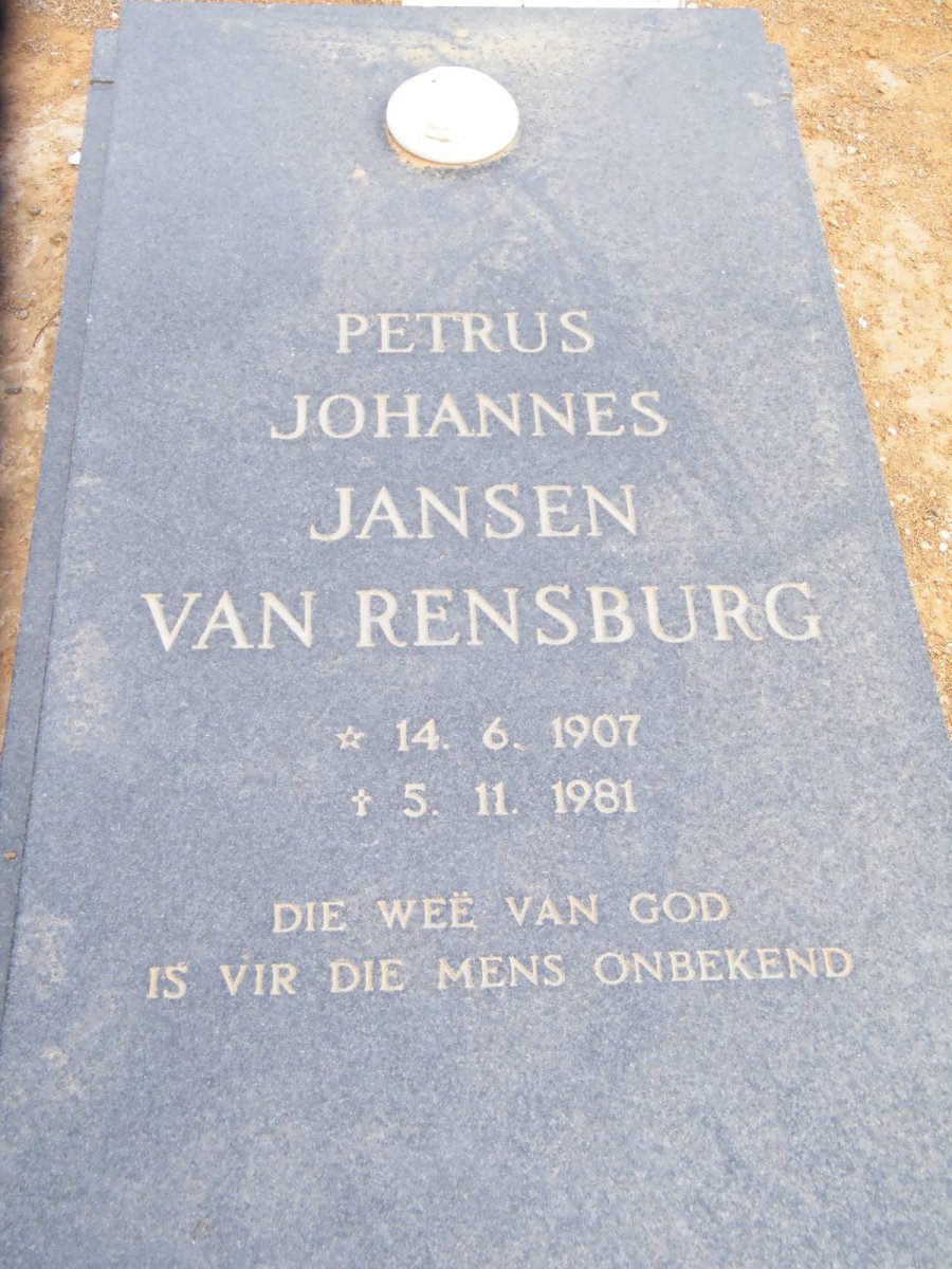 RENSBURG Petrus Johannes, Jansen van 1907-1981